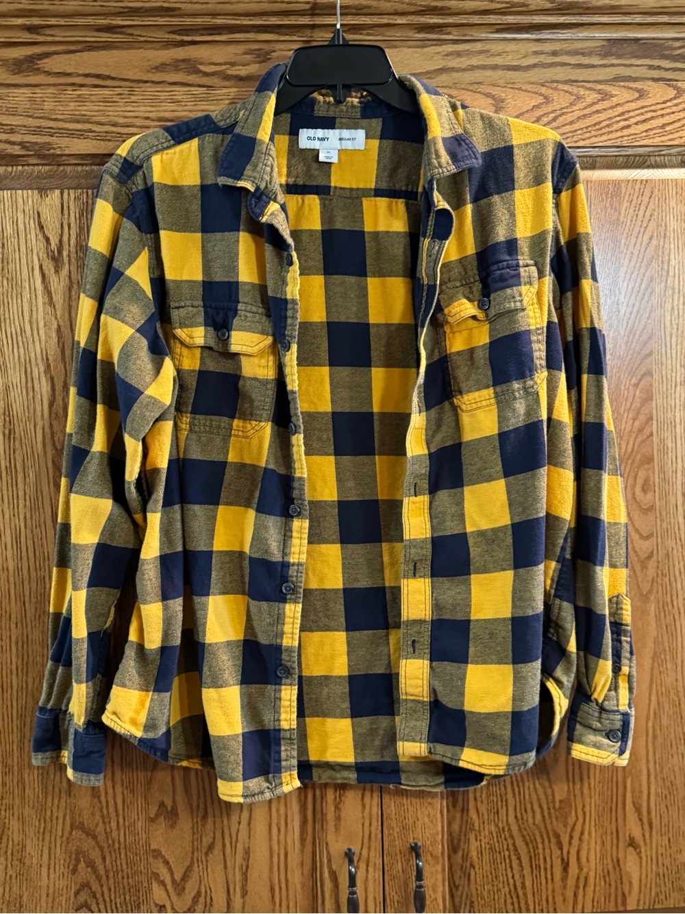 Men’s Old Navy Yellow & Navy Buffalo Plaid Flannel Shirt